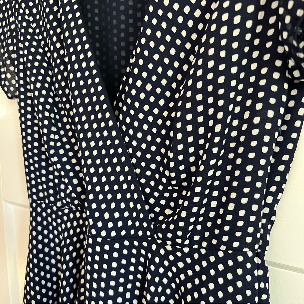 Altar’d State Navy Blue Polka Dot Sweetheart Flare Dress - Picture 6 of 11